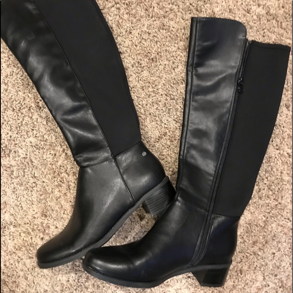 Like New! Tall Black Boots with 2” Heels